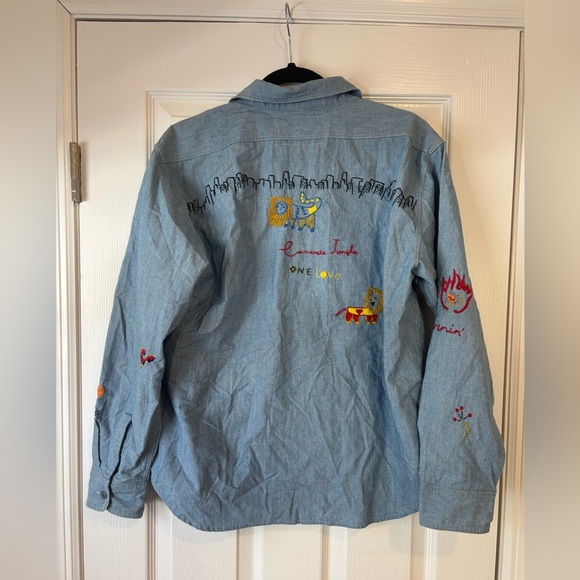 KAPITAL - Bob Marley Embroidered Cotton-Chambray Shirt - Light blue size medium - Picture 12 of 14